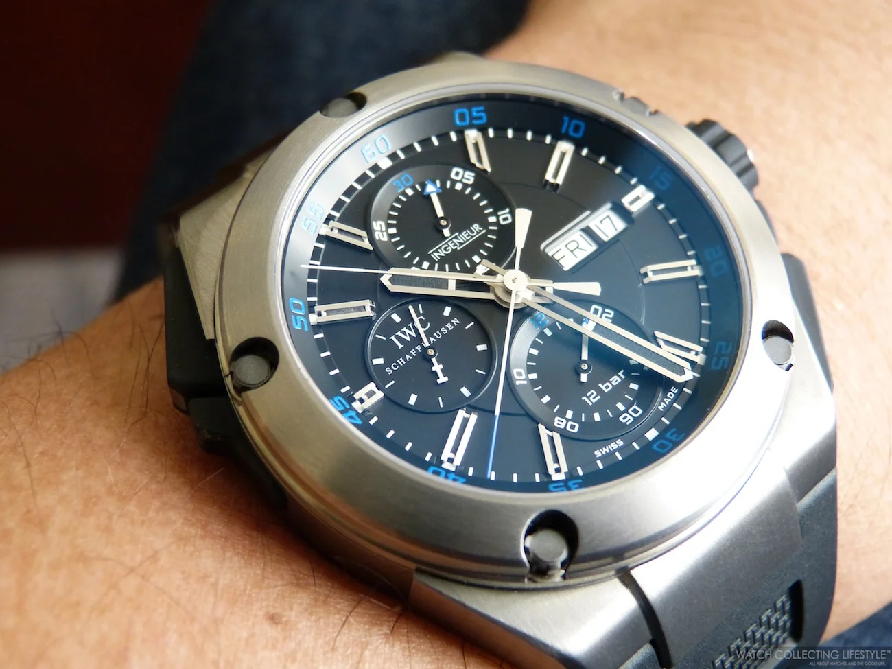 Insider IWC Ingenieur Double Chronograph Titanium ref. IW376503. Just the Right Amount of Blue. WATCH COLLECTING LIFESTYLE